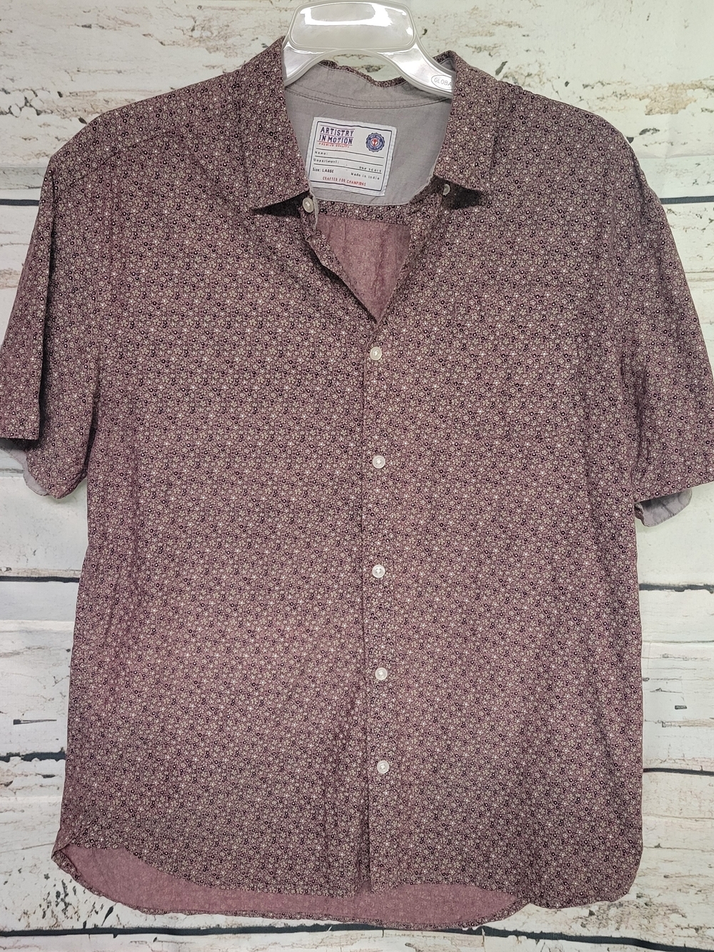 Artistry In Motion Floral Print Short Sleeve Button-Up Shirt Size Large